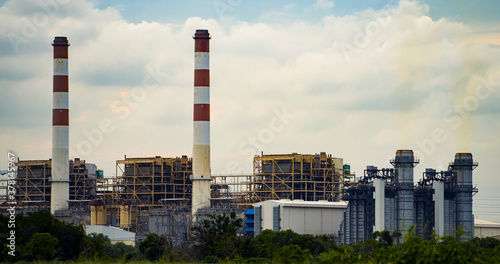 power plant with chimneys