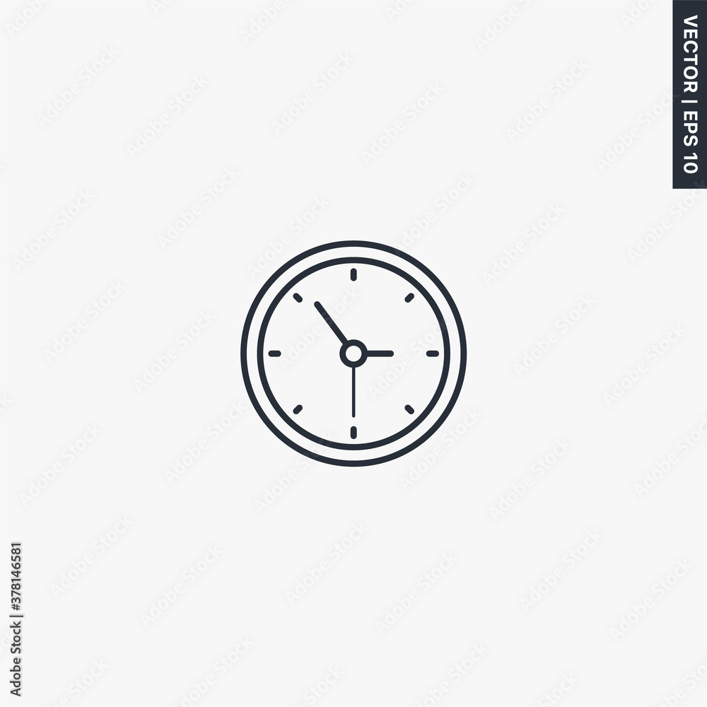 Wall clock, linear style sign for mobile concept and web design Wall clock, linear style sign for mobile concept and web design