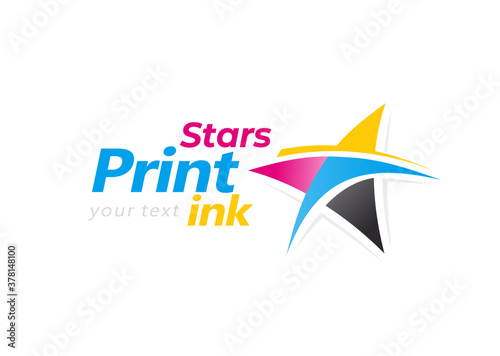 Print ink stars logo colored star cmyk color