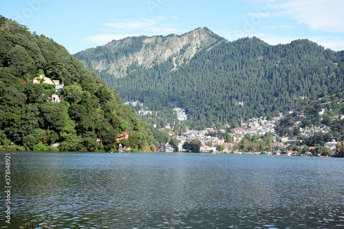 Beautiful lake and mountain view in nainital uttarakhand India
