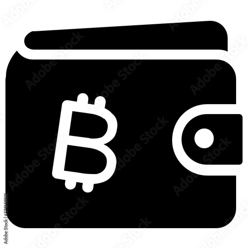 
Bitcoin wallet icon in editable style, btc on currency wallet 
