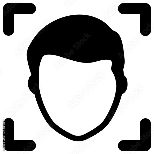 
Biometric facial recognition flat icon 
