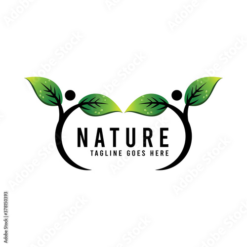 Nature And Human Ecology Logo Human Character Logo, Human Icon, Nature Icon.