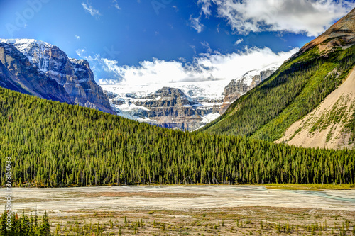 Glaciers as seen from the highway in Jasper National Park