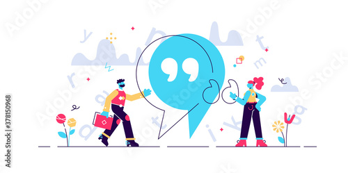 Quote vector illustration. Flat tiny punctuation 