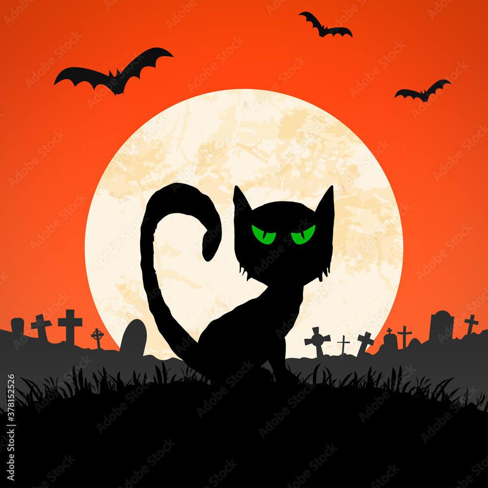 halloween spooky cat front of full moon halloween spooky cat front of full moon