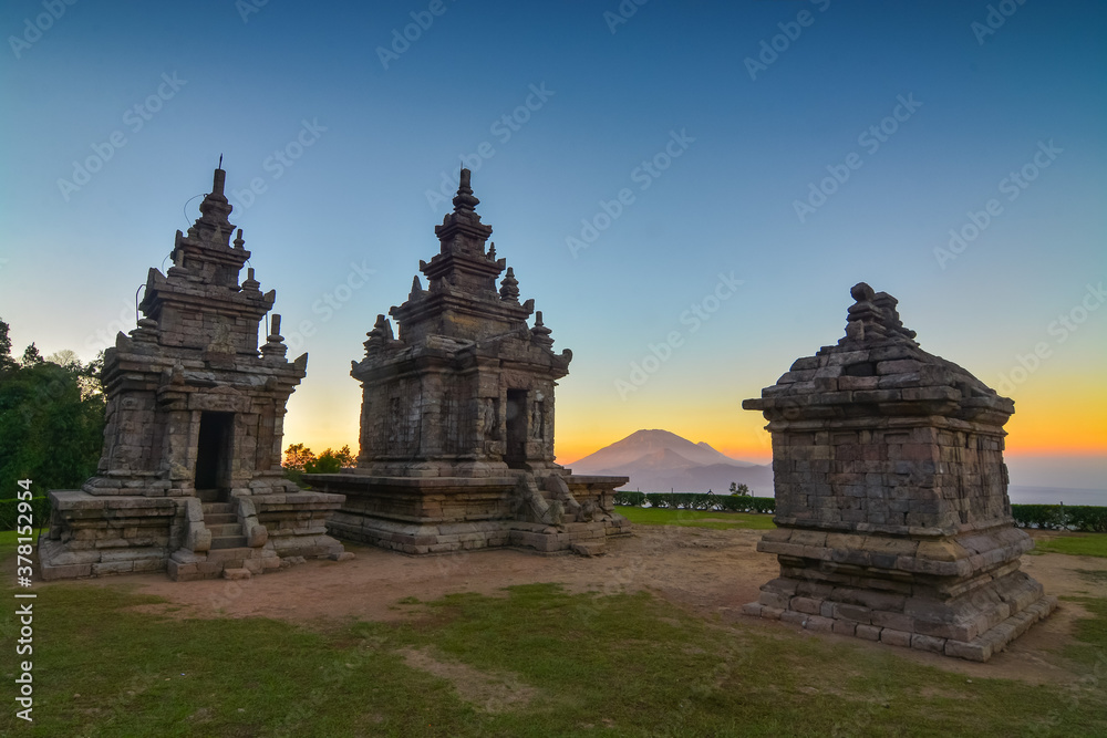 Gedongsongo temple in the morning. Hindus temple of Semarang 