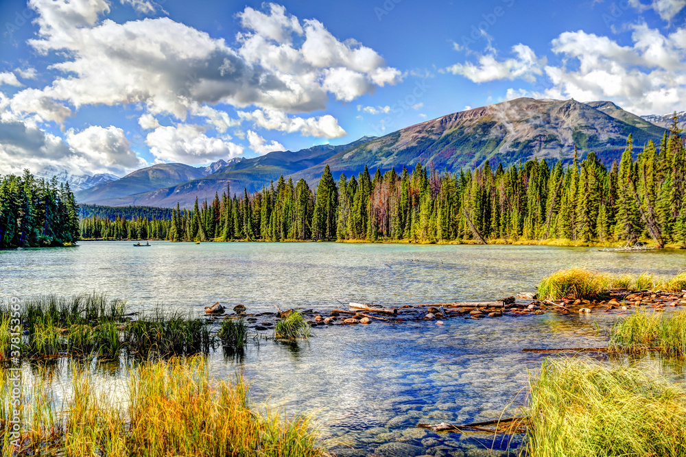 Landscapes of Lake Beauvert in Jasper