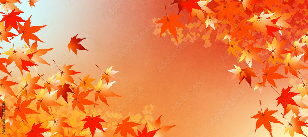 紅葉をデザインした秋のイメージの背景素材