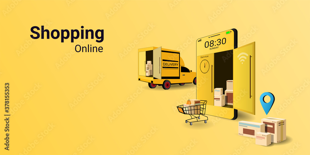 Online shopping on mobile. Modern marketing and Digital marketing. Online shopping on mobile. Modern marketing and Digital marketing.