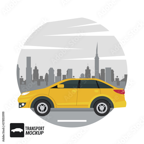 mockup car color yellow icon