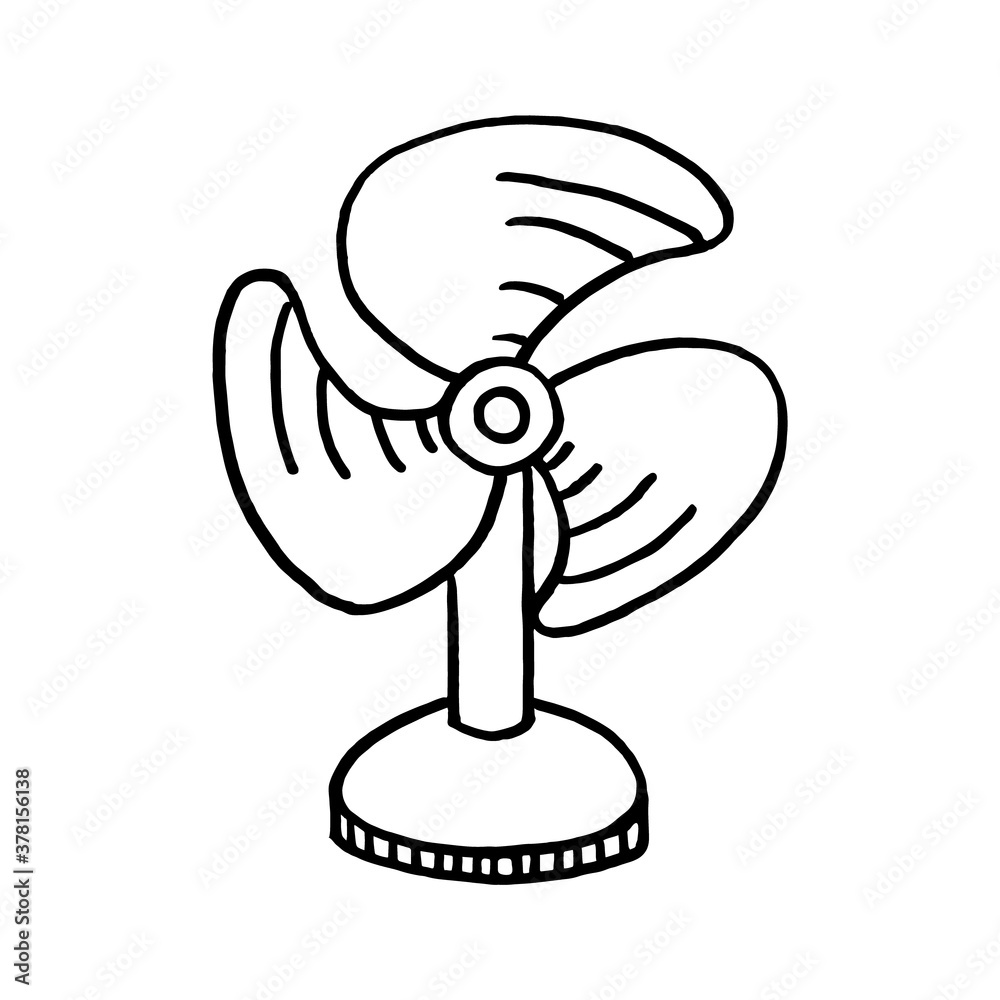 Vintage retro fan hand drawn vector icon. Doodle ventilator. Stock Vector |  Adobe Stock