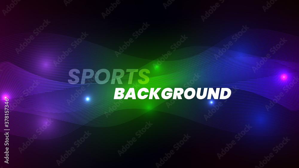 Colorful abstract glowing sports background with lights. Vector illustration.