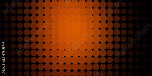 Dark Orange vector backdrop with dots. Illustration with set of shining colorful abstract spheres. Design for your commercials.