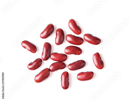 Red beans on a white background