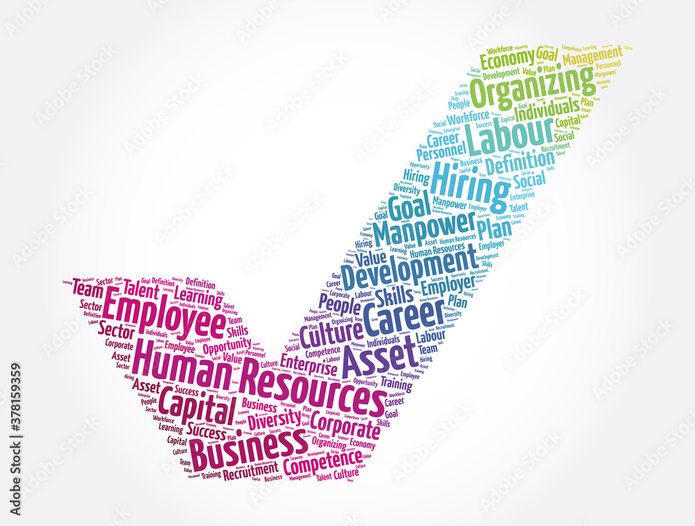 Human Resources check mark word cloud collage, business concept background Human Resources check mark word cloud collage, business concept background