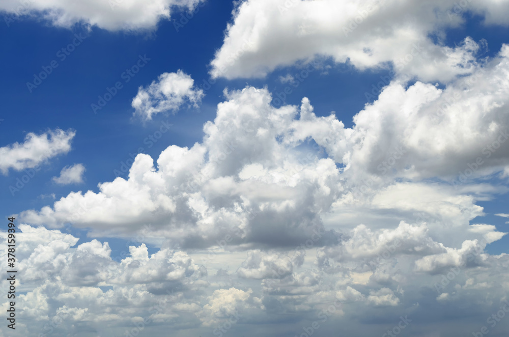 beautiful dramatic blue sky and white fluffy cloud horizon outdoor for background. beautiful dramatic blue sky and white fluffy cloud horizon outdoor for background.