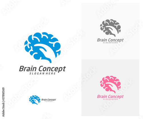 Brain Care Logo design vector template. Think idea concept. Brainstorm power thinking brain icon Logo.