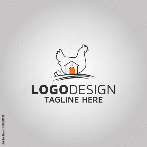 Chicken house logo design idea | stock.adobe