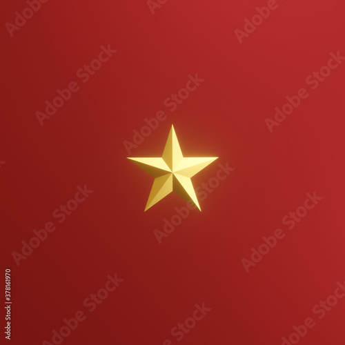 3D golden star on red background