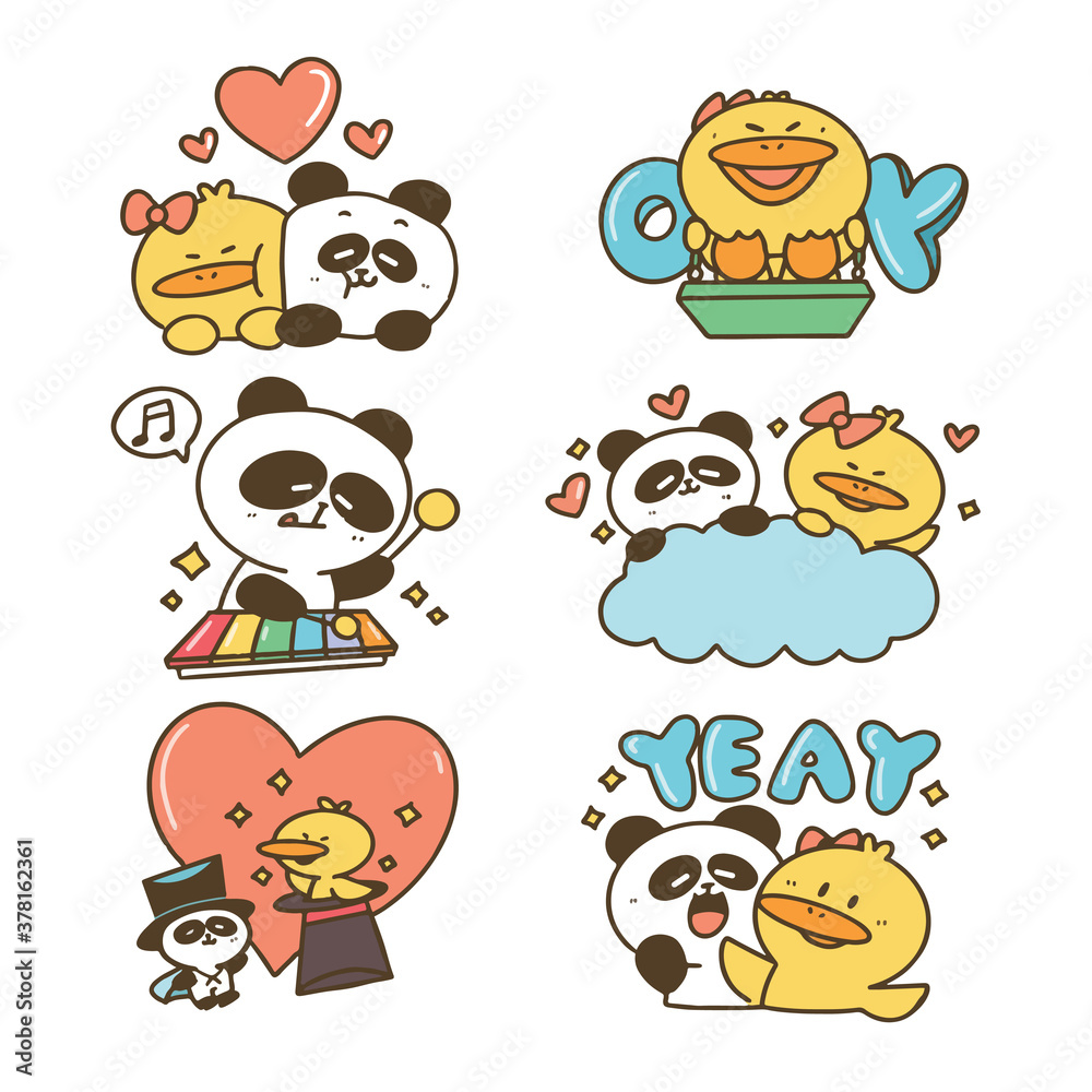 cute duck and panda kid doodle volume 1