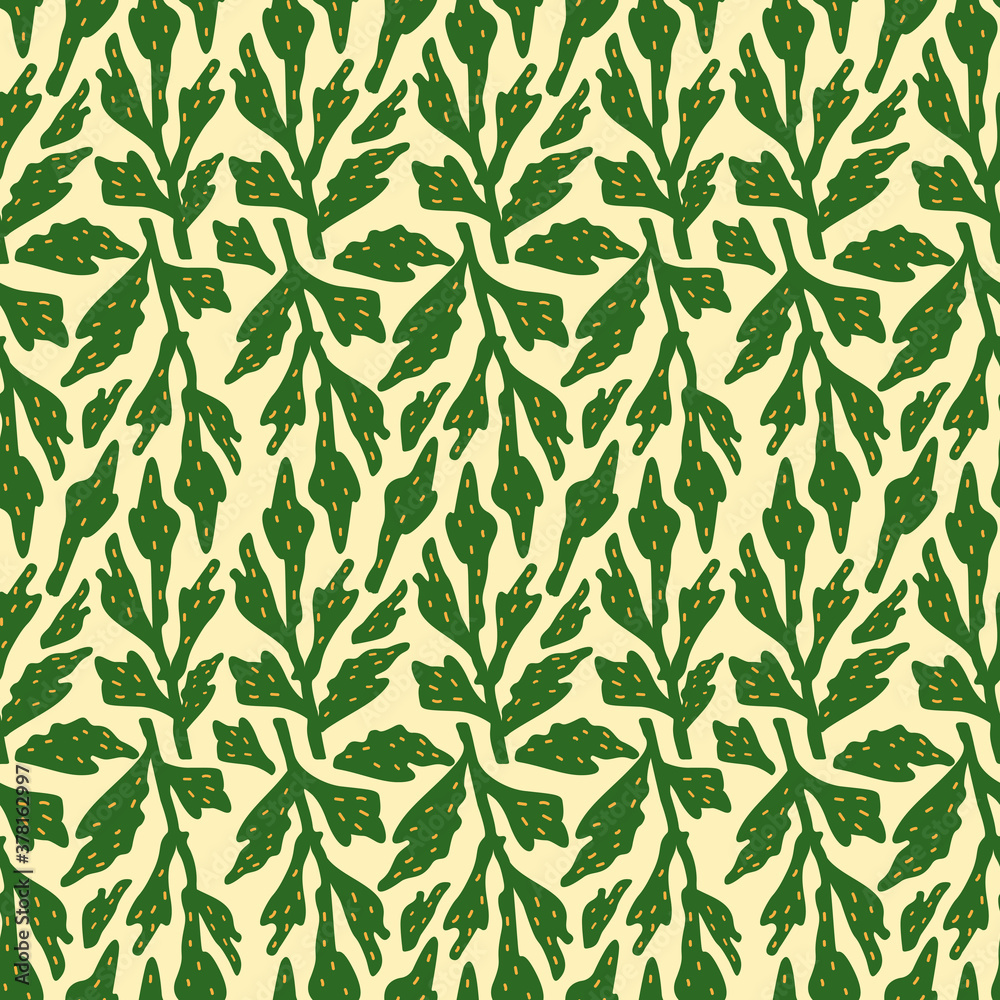 Botanical leaves seamless pattern design. Seamless floral pattern background vector Illustration for print, Wallpaper, fashion template Botanical leaves seamless pattern design. Seamless floral pattern background vector Illustration for print, Wallpaper, fashion template
