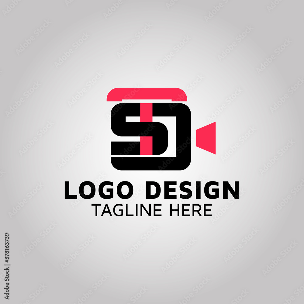 Letter TSD & video camera logo design idea | stock.adobe