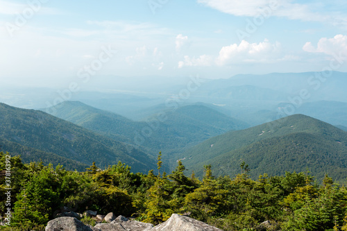 Siberian taiga, beautiful view from the top of mountain Livadiyskaya - Pidan in Sikhote-Alin, Russia. photo