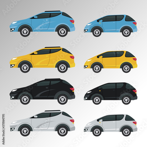 mockup cars set colors isolated icons