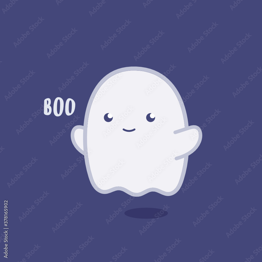 Cute Ghost Character Vector Illustration Background
