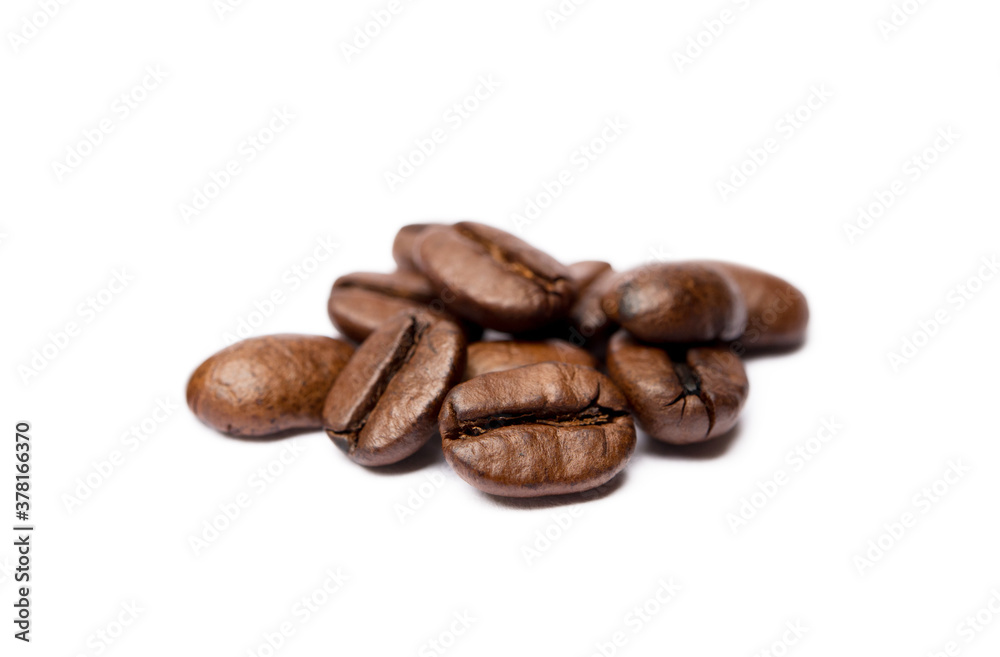 Roasted coffee beans isolated on white background Roasted coffee beans isolated on white background