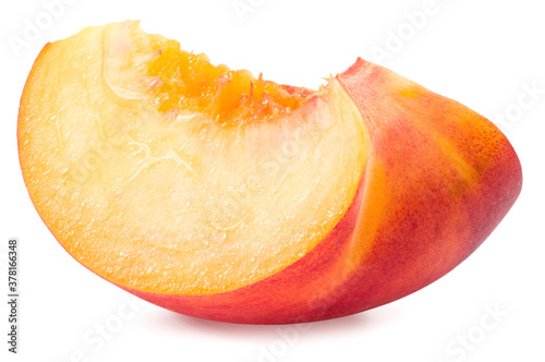 cut of peach fruit isolated on white background. full depth of field