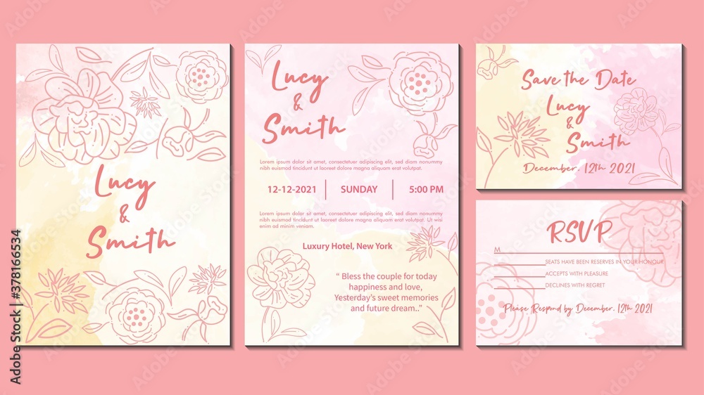 Wedding invitation with a cute watercolor and floral concept