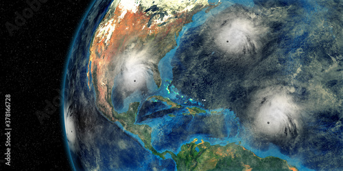 Εκτύπωση καμβά Hurricane Sally Paulette Teddy and Karina approaching the USA