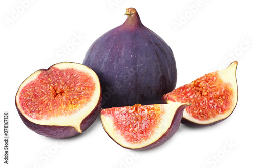 Fig fruits with slices isolated on white background. full depth of field