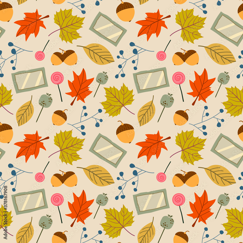 Obraz premium Autumn leaves - seamless pattern Vector illustration background