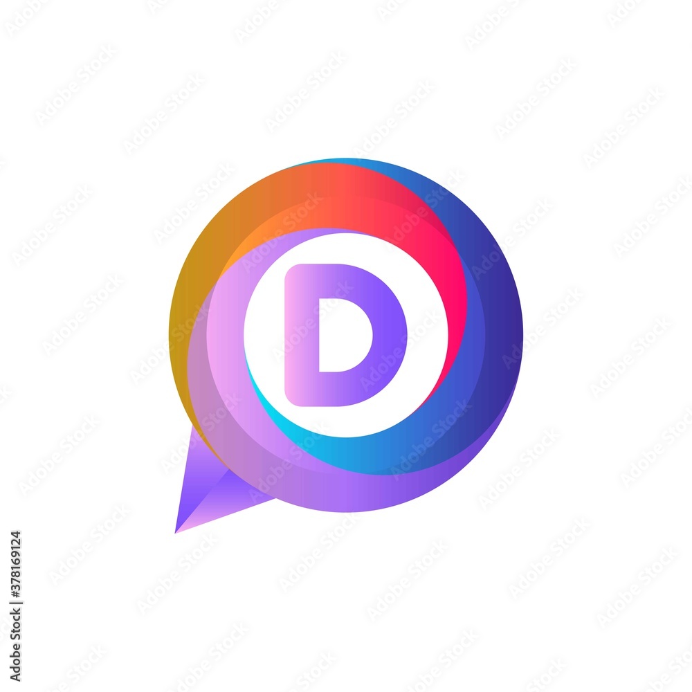 d letter colorful on circle chat icon logo.chat logo minimalist template using modern and gradient style. ellipse chat logo.chat logo d letter colorful on circle chat icon logo.chat logo minimalist template using modern and gradient style. ellipse chat logo.chat logo