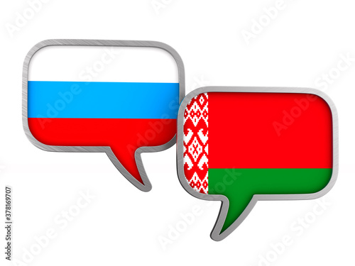 Relationship between Belarus and Russiaon white background. Isolated 3D illustration photo