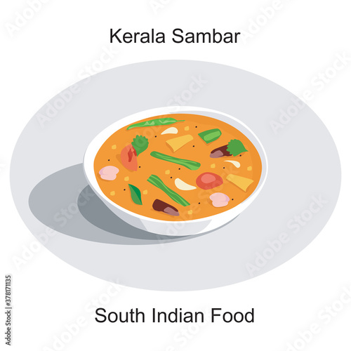 South indian delicious food kerala style sambar for onam festival isolated
