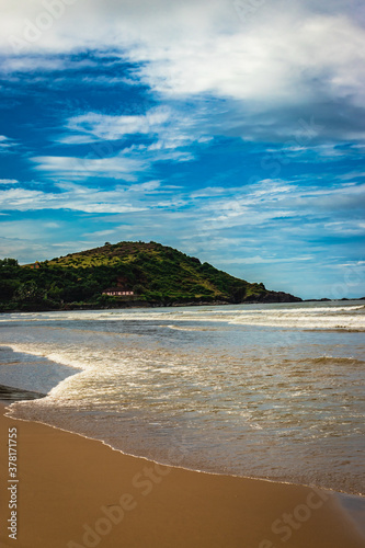 beach with amazing sky at morning from flat angle