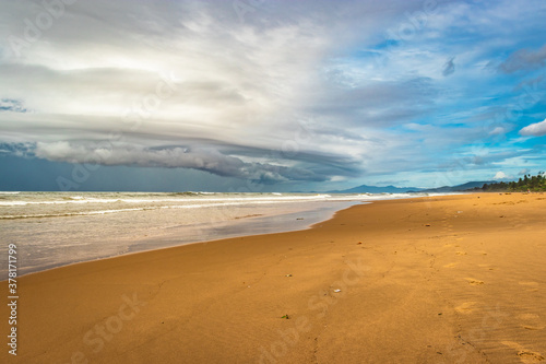 beach with amazing sky at morning from flat angle