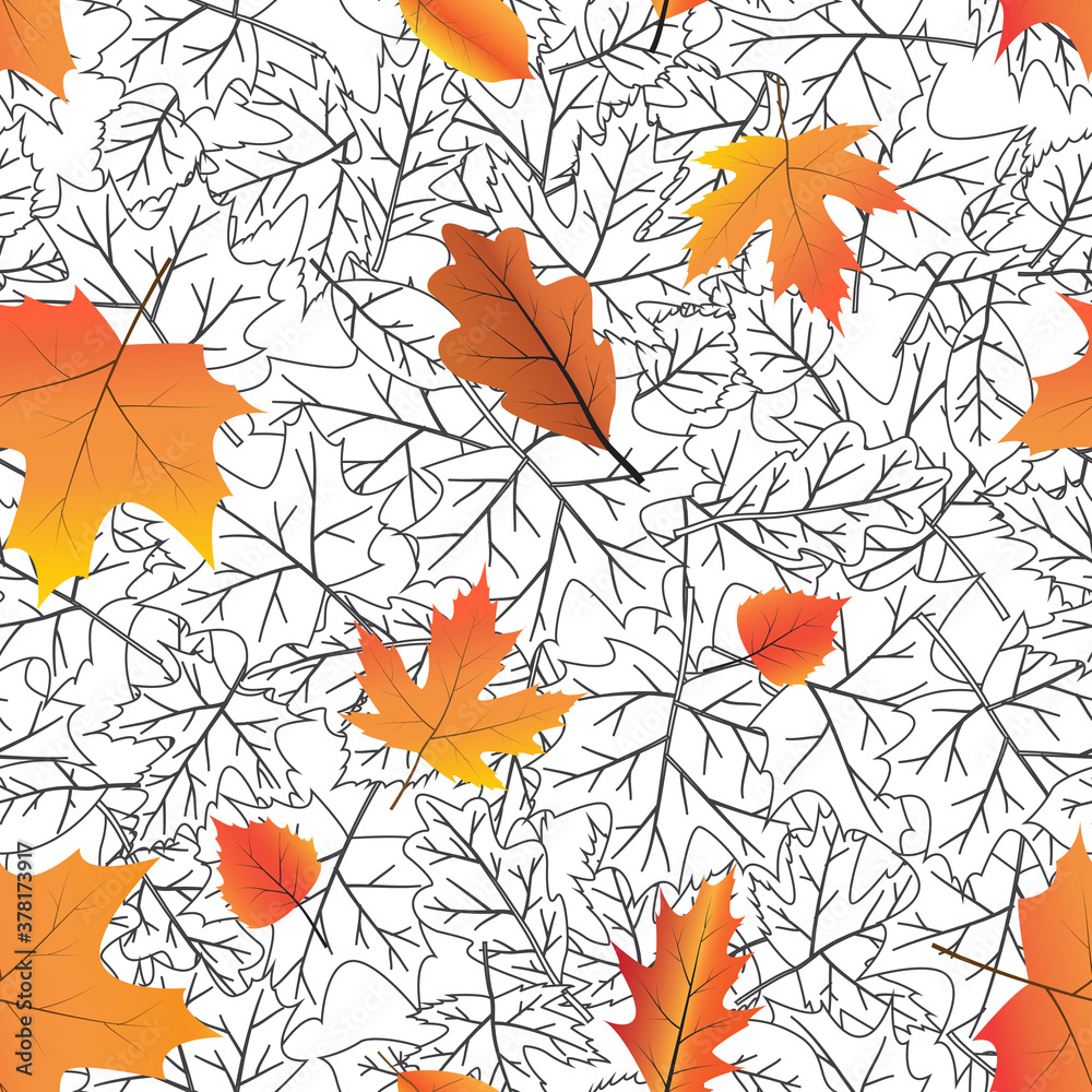 Seamless background with bright autumn leaves. Seamless background with bright autumn leaves.