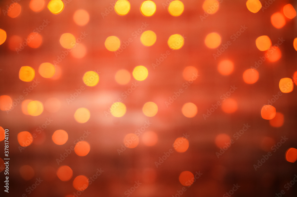 Christmas lights garland out of focus. Yellow and red Christmas lights. Christmas lights garland out of focus. Yellow and red Christmas lights.