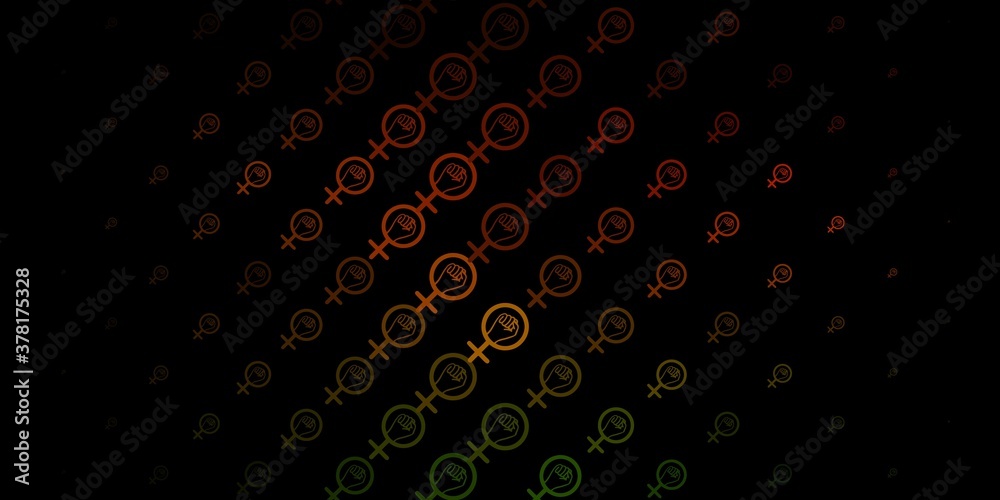 Dark Green, Yellow vector texture with women's rights symbols. Dark Green, Yellow vector texture with women's rights symbols.