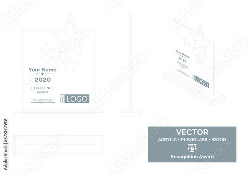 Trophy Vector Template, Business trophy Distinction Award, Corporate Recognition trophy Award