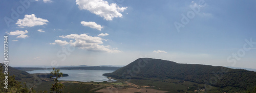 Panorama of Lake Vico.Is a caldera lake in the northern Lazio region,central Italy.And one of the highest major Italian lakes, with an altitude of 510 m.Photography from View point of the Cimini Hills photo