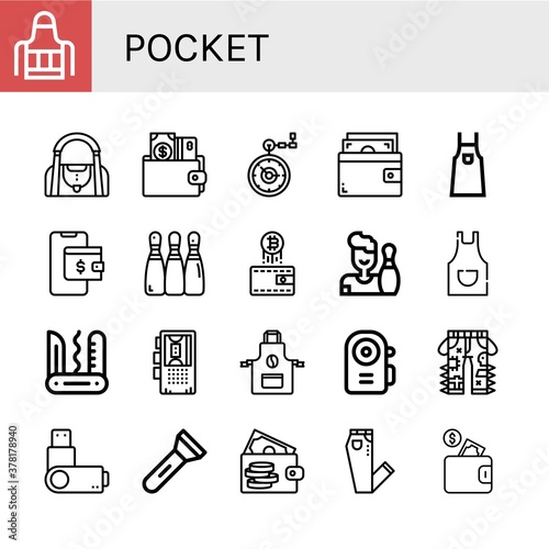 pocket simple icons set