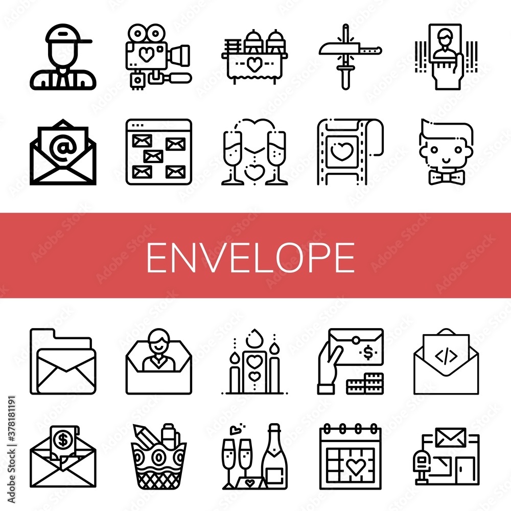 Fototapeta premium envelope simple icons set