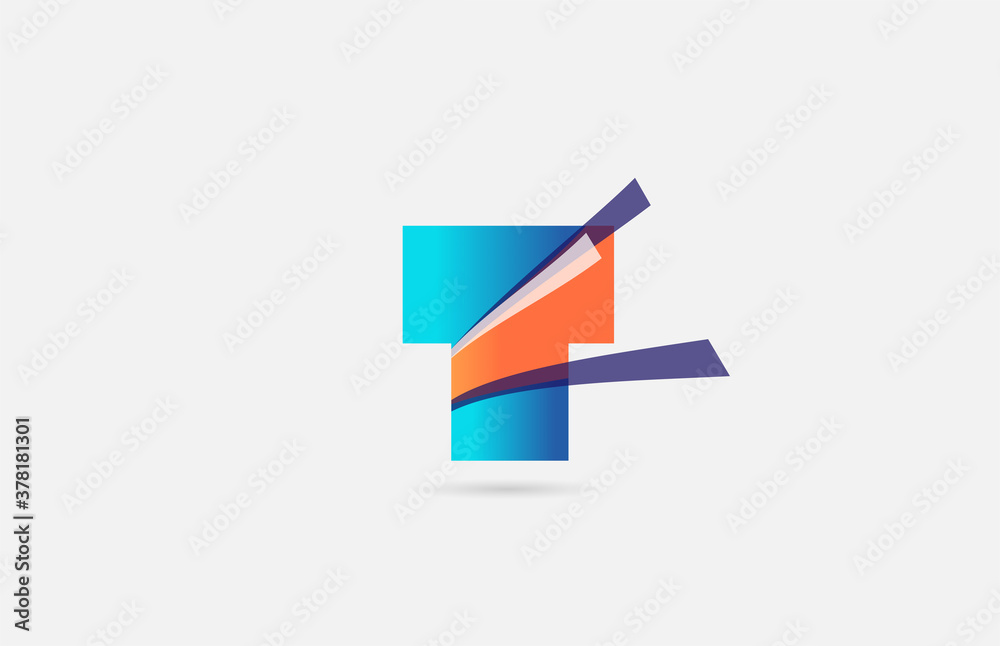 line orange blue T alphabet letter logo icon for company. Creative design for business and corporate line orange blue T alphabet letter logo icon for company. Creative design for business and corporate