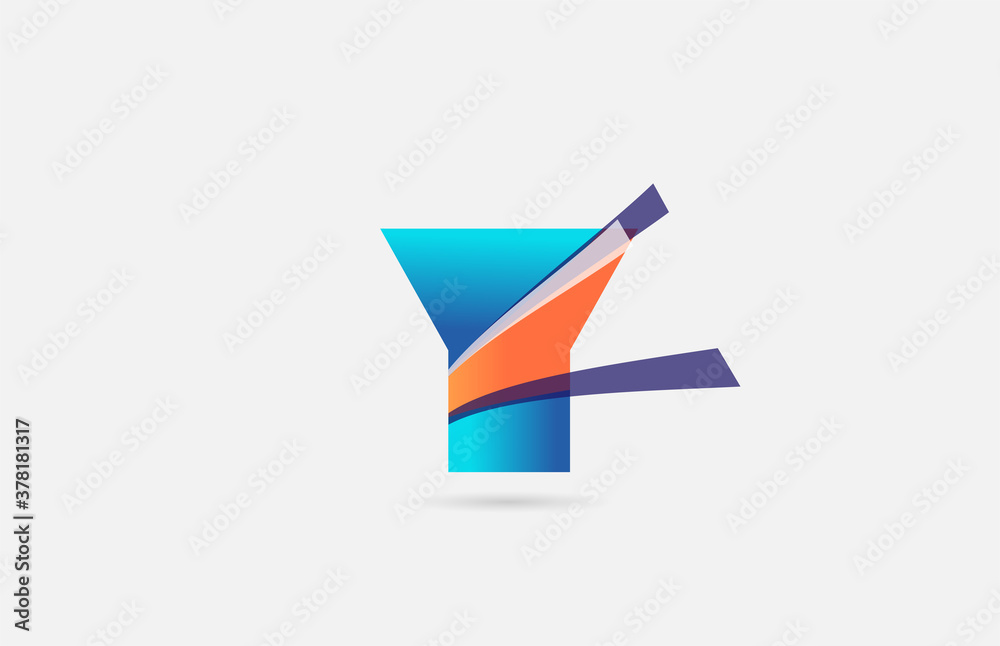 line orange blue Y alphabet letter logo icon for company. Creative design for business and corporate line orange blue Y alphabet letter logo icon for company. Creative design for business and corporate